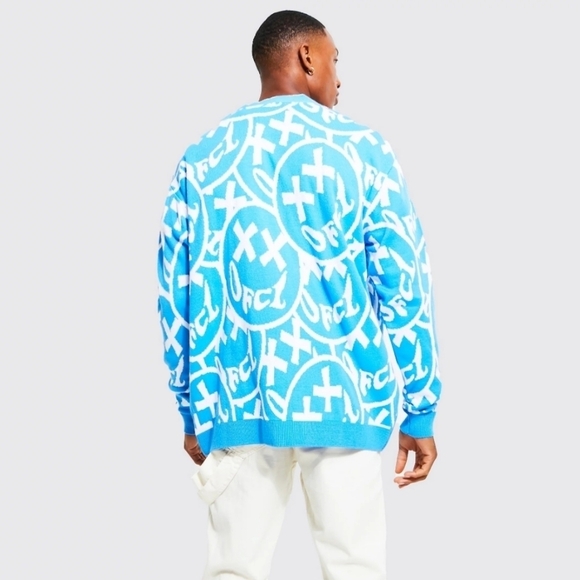 NWT Boohoo Man official face oversized cardigan - Picture 2 of 8